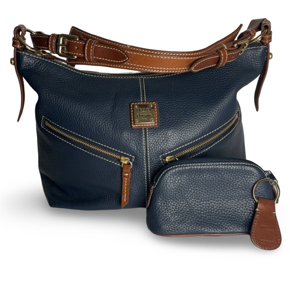 Dooney & Bourke Handbags - Vintage Dooney & Bourke Marine Blue Mary Pebble Grain Leather Purse with Pouch